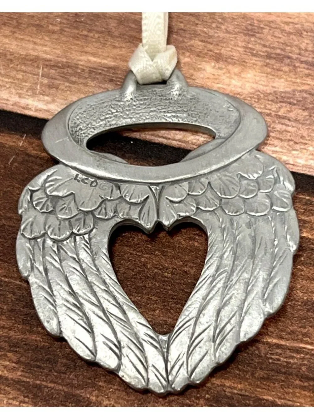 Lindsay Claire Designs LCD Pewter BELIEVE ANGEL WINGS Christmas Tree Ornament